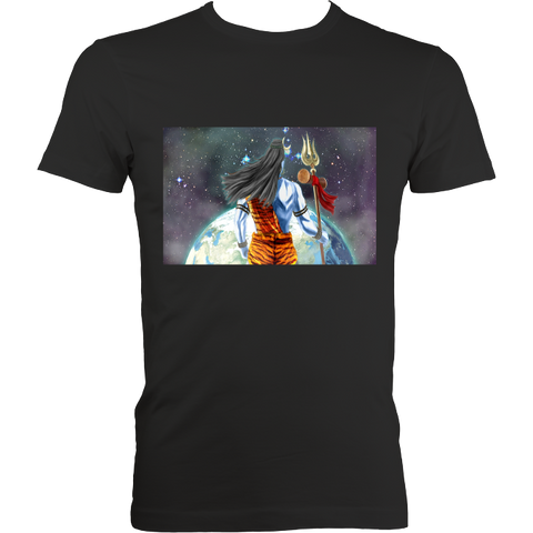 Shiva Looking Over World - Fitted Tee