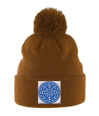 Shri Yantra (Blue) - Pom Pom Beanie