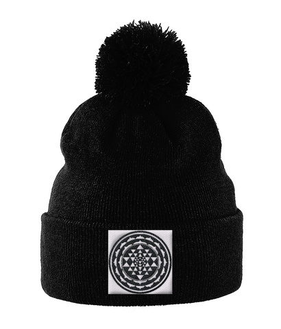 Shri Yantra (Black) - Pom Pom Beanie