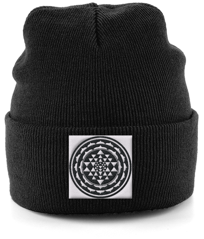 Shri Yantra (Black) - Cuffed Beanie