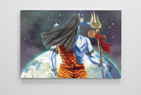 Shiva Looking Over World - Canvas